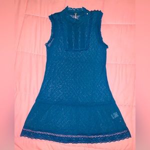 Free People Lace Sea Blue Dress